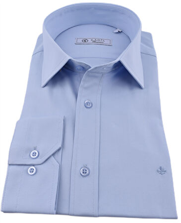 KML 10-PAMUK LYCRA SLİMFİT GÖMLEK/MAVİ/XL