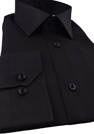 KML 09-MİCRO SATEN  SLİMFİT GÖMLEK/SİYAH/M