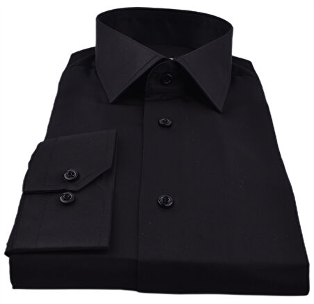 KML 09-MİCRO SATEN  SLİMFİT GÖMLEK/SİYAH/2XL