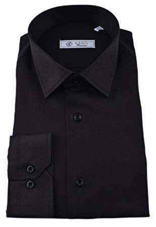 KML 09-MİCRO SATEN  SLİMFİT GÖMLEK/SİYAH/2XL