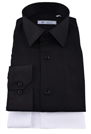 KML 09-MİCRO SATEN  SLİMFİT GÖMLEK/SİYAH/2XL