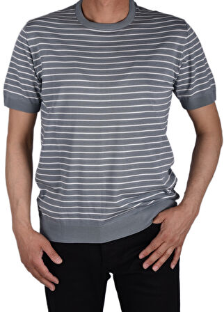 RYM-T6053 ÇİZGİLİ VİSKON TİŞÖRT/MAVİ/M