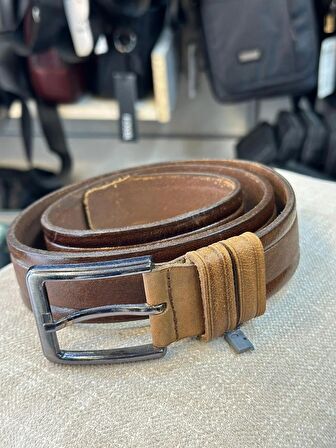 TRG POLO HAKİKİ DERİ KAHVE KLASİK ERKEK KEMERİ-125