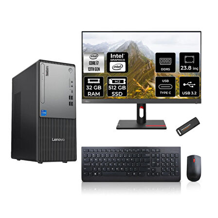 Lenovo ThinkCentre Neo 50T G5 i7 13700 32GB 512GB SSD 23.8" FHD Monitör FDOS Masaüstü Bilgisayar