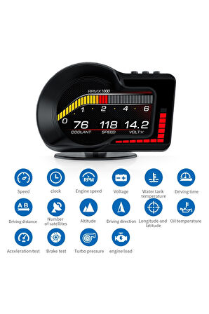 F15 HUD OBD Gelişmiş Fonksiyonlu Araç Veri Ekranı Head Up Display