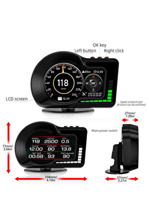 F15 HUD OBD Gelişmiş Fonksiyonlu Araç Veri Ekranı Head Up Display
