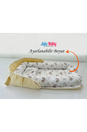 Sarı Çantalı Babynest Anne Yanı Taşınabilir Babynest Otelde, Seyehatte, Araçta Her yere Taşınabilir.