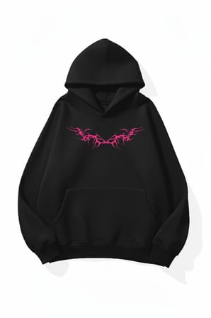 Unisex Yumuşak Dokulu Tribal Baskılı Tasarım Oversize 3 İplik Hoodie Sweatshirt