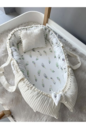 Örgü Kumaş Tüy Desenli Lüx Babynest Organik Kumaş Lüx Anne Yanı Yatak