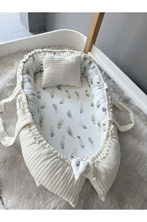 Örgü Kumaş Tüy Desenli Lüx Babynest Organik Kumaş Lüx Anne Yanı Yatak