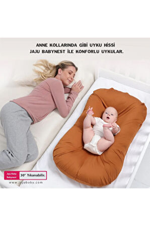 Beyaz Puffy Babynest Organik Pamuk Kumaş Lüx Baby Nest 70x55 Cm Anne Yanı Bebek Yatağı