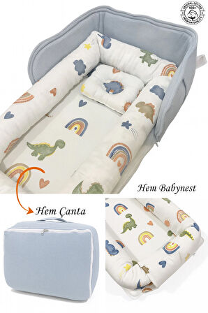Dino Babynest Lüx Taşınabilir Çantalı Bebek Yatağı Babynest , Seyahatte, Araçta, Otelde…
