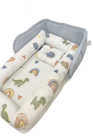 Dino Babynest Lüx Taşınabilir Çantalı Bebek Yatağı Babynest , Seyahatte, Araçta, Otelde…