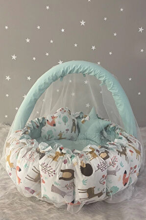 Nest Orman Açılır - Kapanır Oyun Minderi Jaju-babynest Anne Yanı Bebek Yatağı