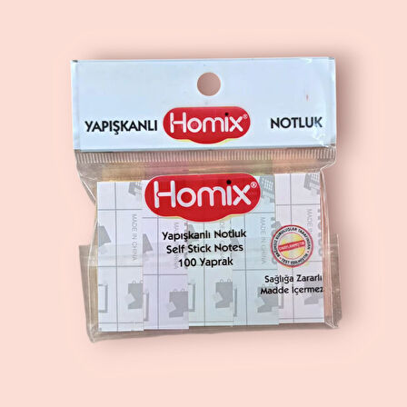 Homix Yapışkanlı Renkli Parmak Post-it Notluk 5'li (1 Paket)