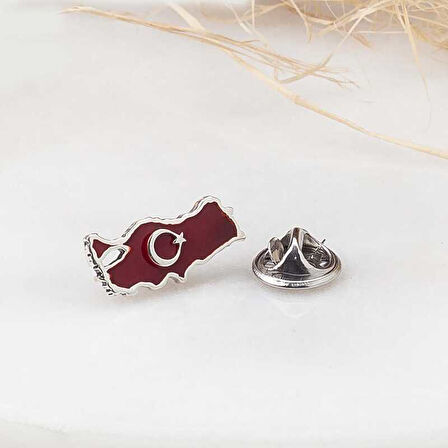 925 Ayar Gümüş Türkiye Haritası Rozet T8573 (944944)