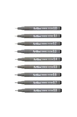 Artline Teknik Çizim Kalemi Siyah 9'lu 