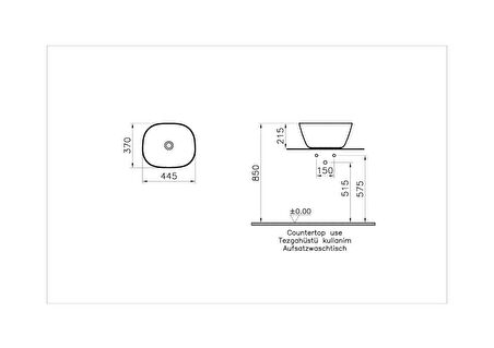 VitrA Plural 7811B475-0016 Kare Yüksek Çanak Lavabo, 45 cm, Mat Yosun Yeşili