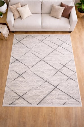 Merinos Still 77229-095 Özel Kesme Halı Krem-Gri