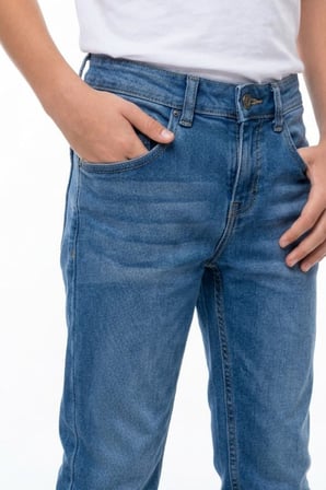 Erkek Çocuk Bıyık Detaylı Likralı Kot Pantolon PNT6016