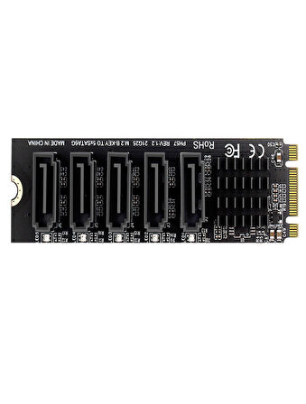 M.2 NGFF B-KEY SATA'dan 5 bağlantı noktalı SATA3 6Gbps genişletme kartı JM575 ana kontrol PH57