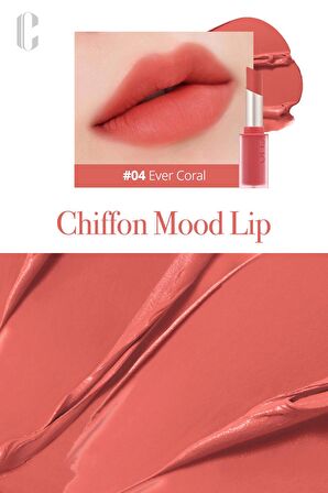 Yumuşak Dokulu, Hafif Mat Görünüm Sunan Ruj Clio Chiffon Mood Lip (04 Ever Coral)