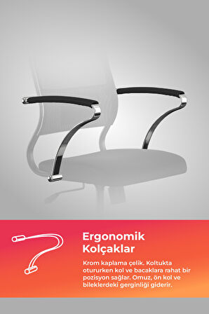 Ergolife Sit Air Ofis Koltuğu | Krom Ayaklı, Yükseklik Ayarlı, Fileli, Bilgisayar Sandalyesi -572.5F.1.2A2