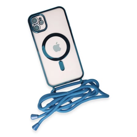Apple iPhone 11 Kılıf Divo Lazer Askılı Magsafe Kapak - Sierra Blue