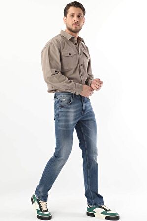 Erkek Regular Fit Jean Pantolon Mavi