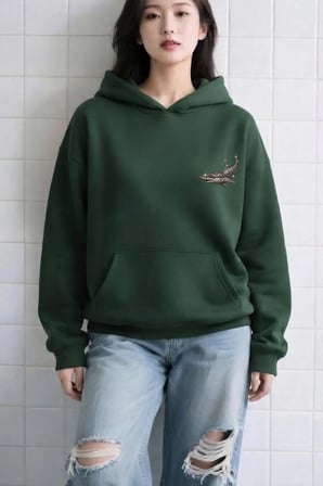 Unisex KopekBalıgı Baskılı Oversize Hoodie Kapüşonlu Sweatshirt