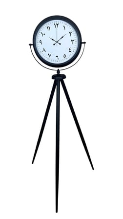 Siyah Arap Rakamlı Sıradışı Tasarım Tripod Ayaklı Saat iegxx