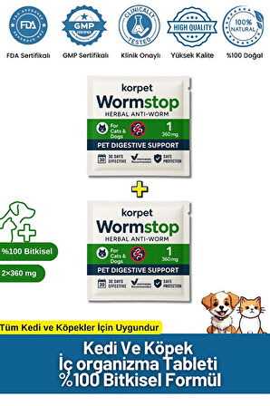 Kedi Köpek Iç Antiparazit Tableti 2'li Paket Bitkisel Formül
