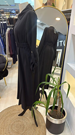 Nuss Tam Boy Fermuarlı Elbise - Siyah 2001