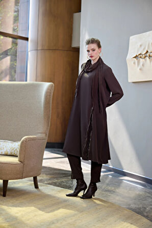 Misswhence Nakış Detaylı Tunik Takım 38028 kahve