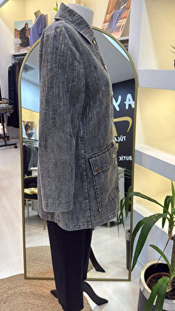 Nuss 6016 Tam Boy Düğmeli Kemer detayli kap SİYAH