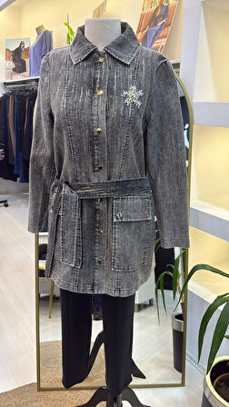 Nuss 6016 Tam Boy Düğmeli Kemer detayli kap SİYAH