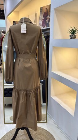 NUSS 2040 DESENLİ ELBİSE- CAMEL