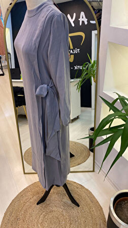 İNVEE MODAL ELBİSE KEMERLİ GRİ 6958