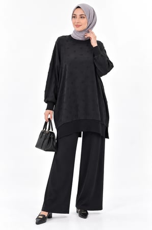 NUSS 3043 İpek Kupra Vegan Tunik siyah