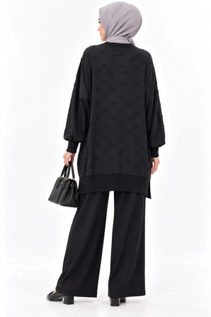 NUSS 3043 İpek Kupra Vegan Tunik siyah