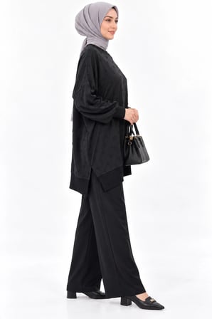 NUSS 3043 İpek Kupra Vegan Tunik siyah