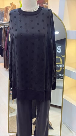 NUSS 3043 İpek Kupra Vegan Tunik siyah