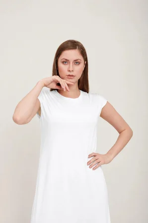 invee Penye Kolsuz Elbise BEYAZ 6139