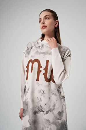 Misswhence Baskılı Triko Tunik Mevcutluk:  36021 ekru
