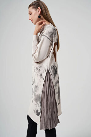 Misswhence Baskılı Triko Tunik Mevcutluk:  36021 ekru