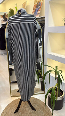 invee uzun gomlek elbise siyah 7089