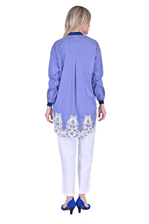 İNVEE GÖMLEK KUPUR DETAYLİ LACİVERT 6978