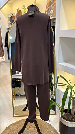 Nuss pantolonlu triko takim 1353 kahve