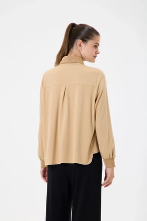 invee Modal Penye Kısa Gömlek CAMEL 7253