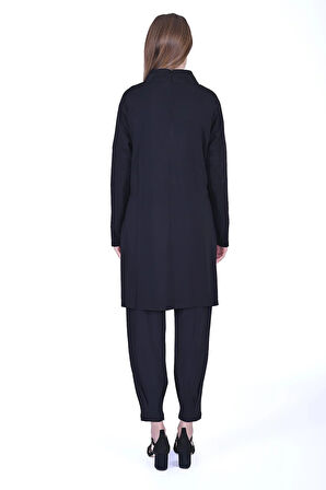 invee modal penye pantolonlu takim 7022 siyah